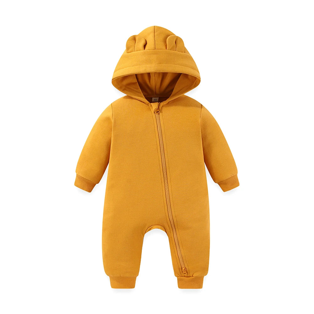 Solid Long Sleeve Warm Rompers